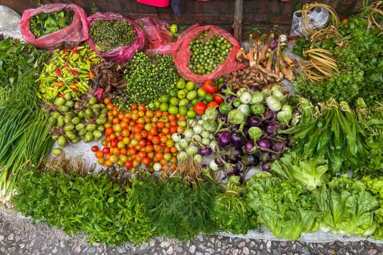 Farbenfroher Marktstand in Luang Prabang